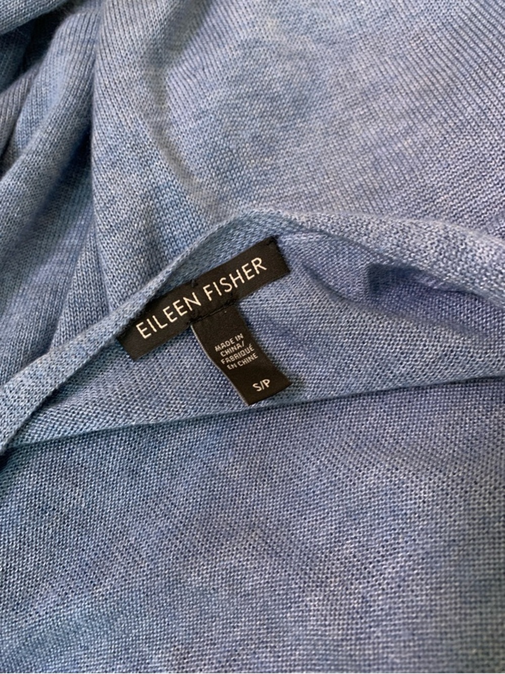 Eileen Fisher Cardigan Women S/P Blue Tencel Merino Wool Open Front High Low Hem - Picture 7 of 8